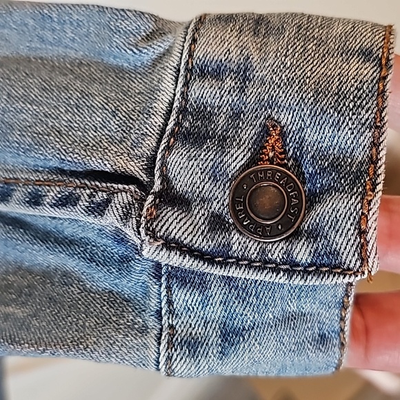 Jim Beam Trucker Jacket Coat Blue Jean Denim Button Down Faded Bourbon Whiskey S - Picture 8 of 15